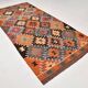 5x11 Multicolor Geometric Style Kilim Rug, Hanmade Wool Area Rug, 162x342Cm