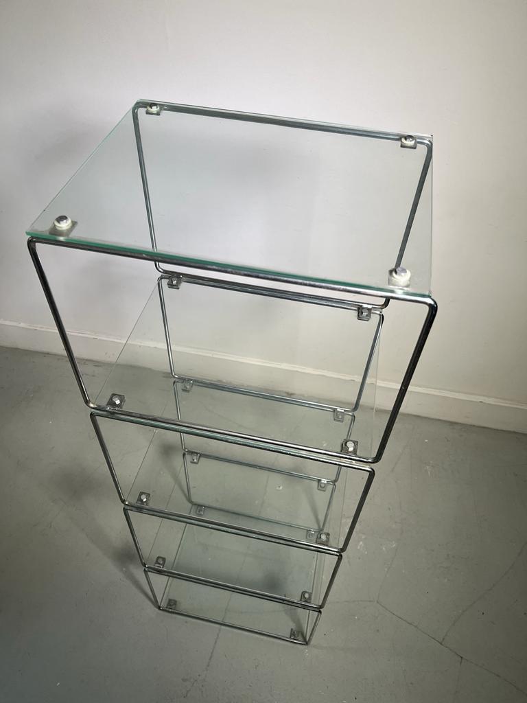 Library in tibular steel and glass, design 1970