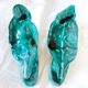 xPair of Handcrafted Teal Enameled Door Handles by Gabbianelli, Albisola, I