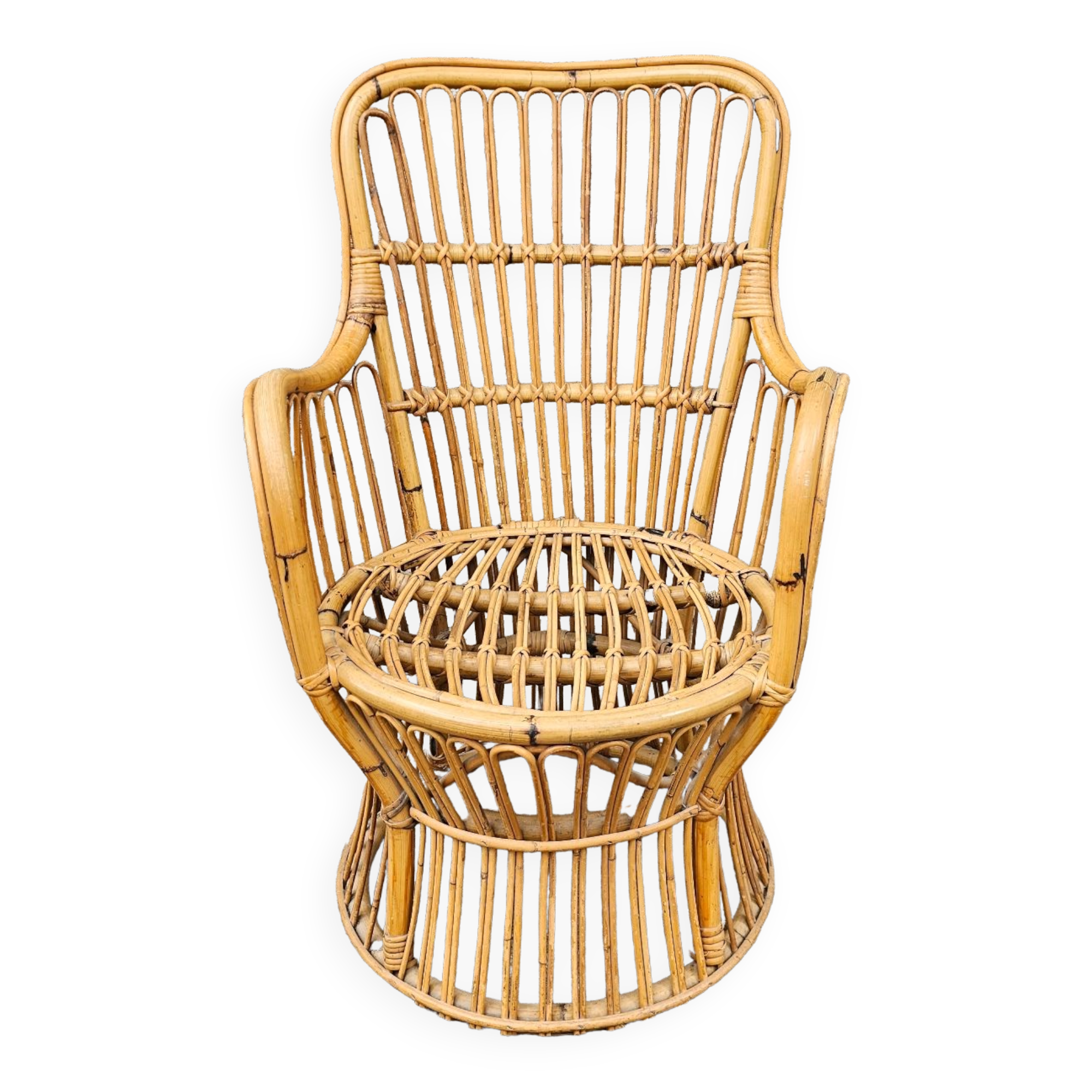 Bamboo and rattan armchair 50s Italy