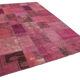 Handwoven oriental overdyed 196 cm x 299 cm pink patchwork carpet