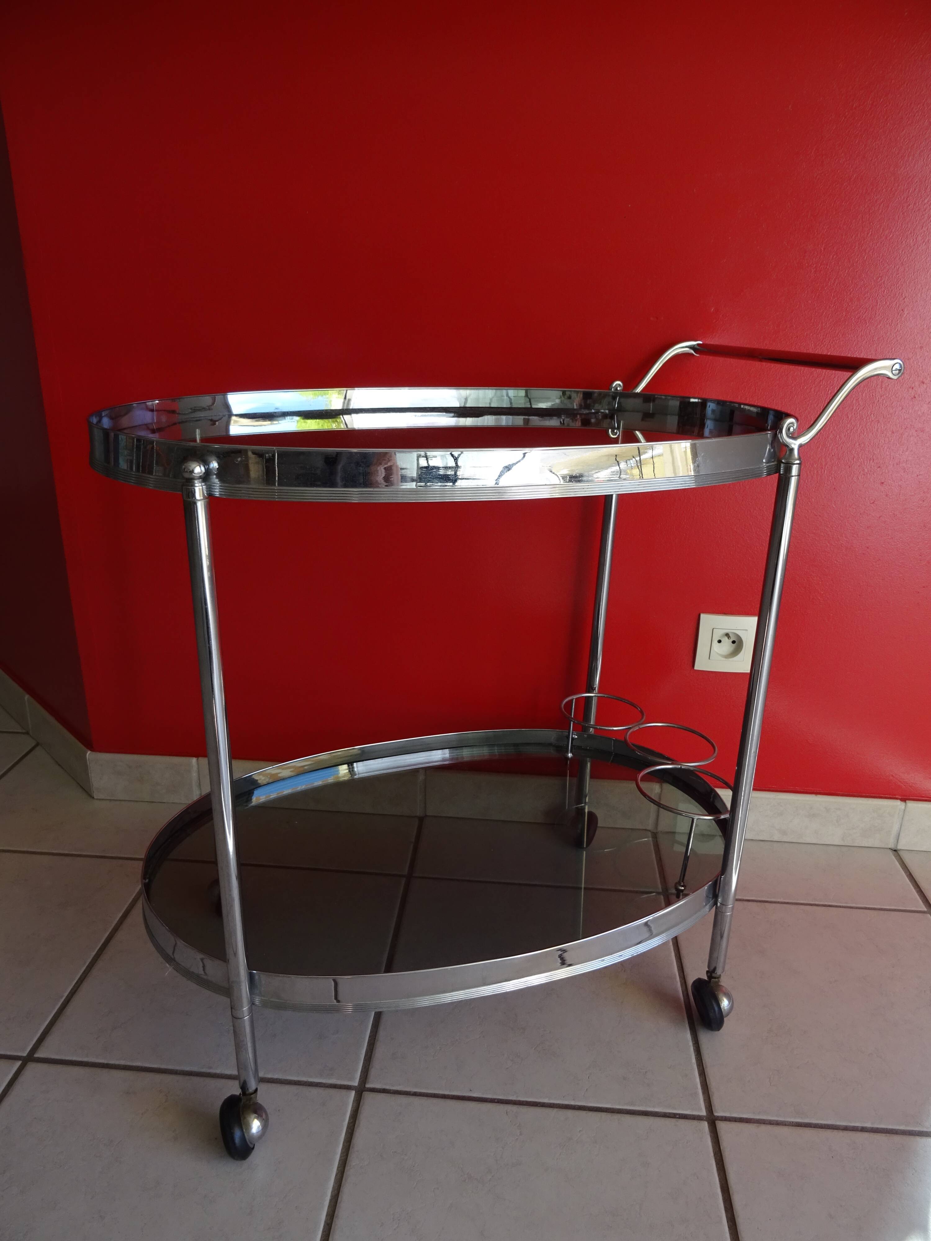 70s design chrome bar trolley