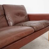 Brown leather sofa, Danish design, 1960s