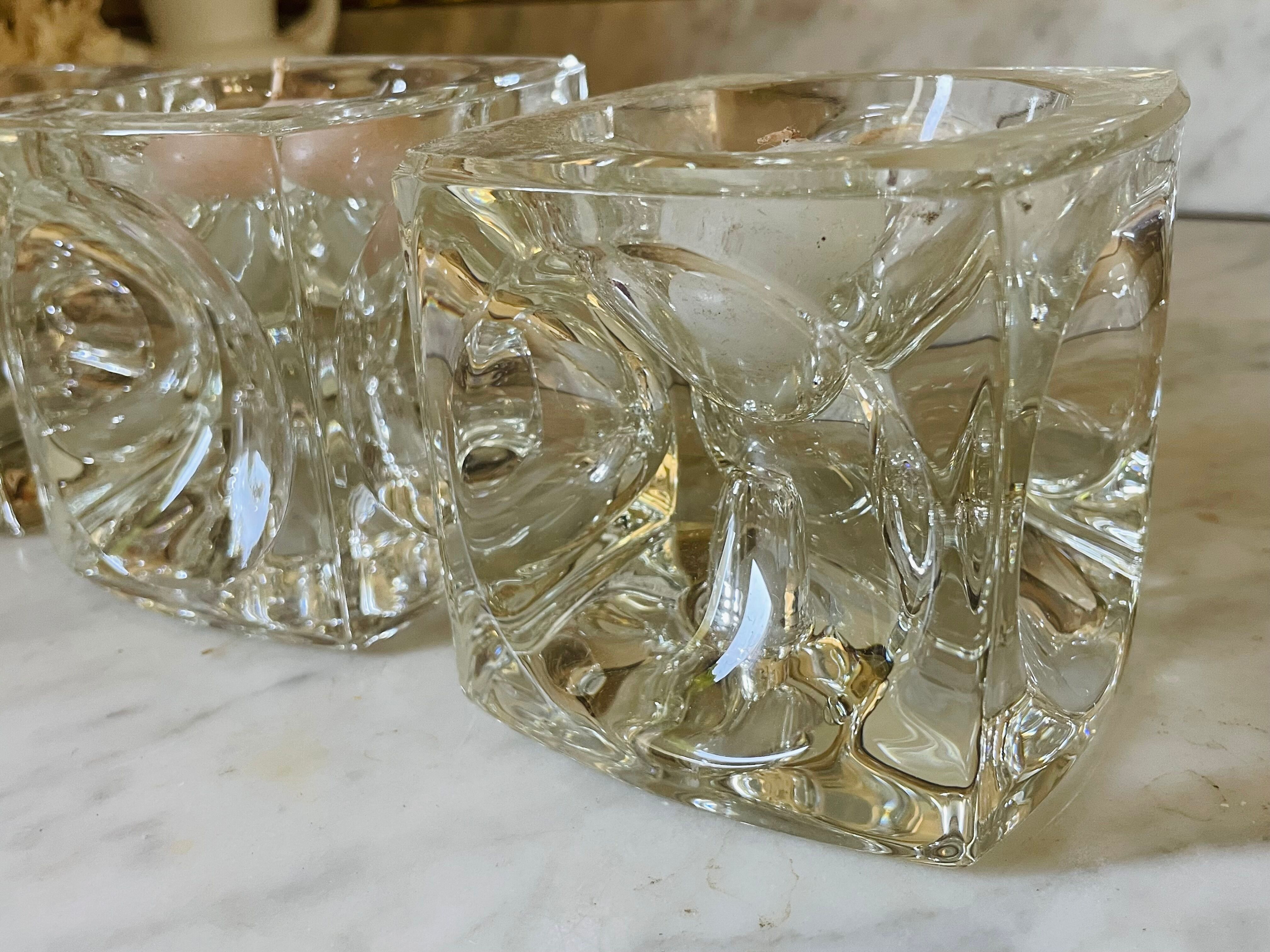 "Ice Cube" candle holders in solid glass attributed to Peill & Putzler - All