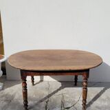 Oval Burgundy Farm Table in solid oak 19th