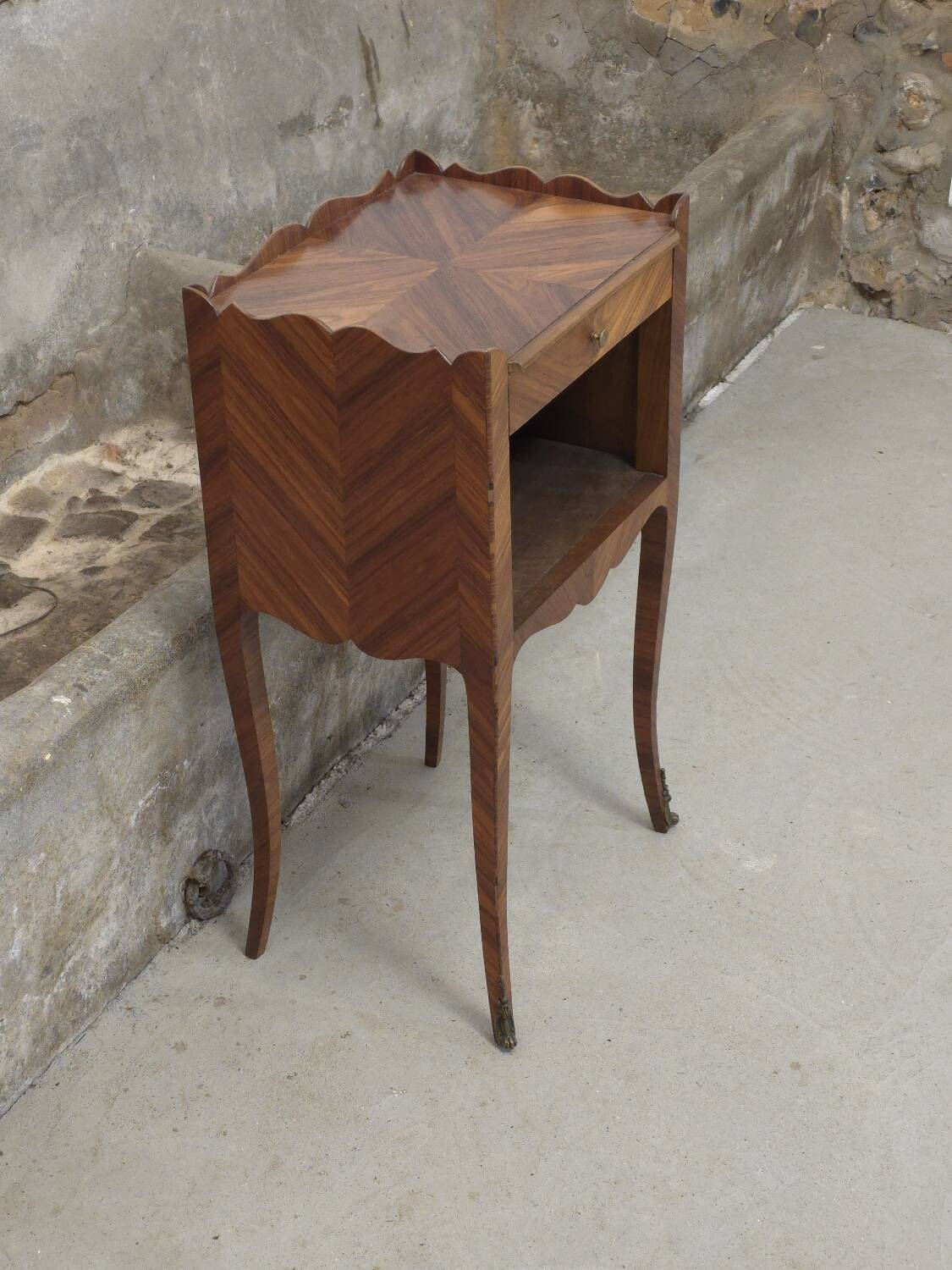 Louis XV style marquetry bedside table