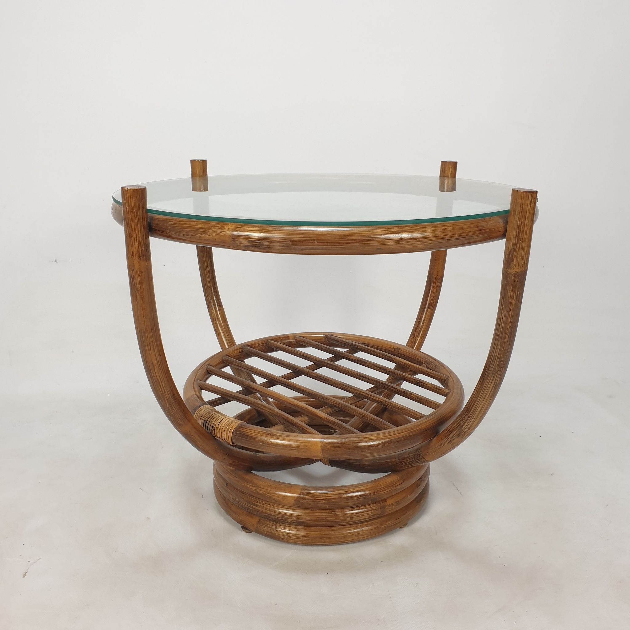 Table basse italienne en bambou, années 1980