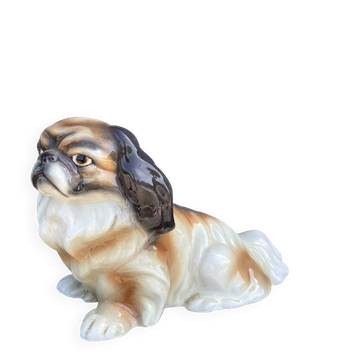 Goldscheider, chien pekingese en céramique