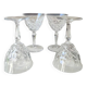 Lot 4 x White wine glasses with flared necks. Crisscross/water drop patterns..