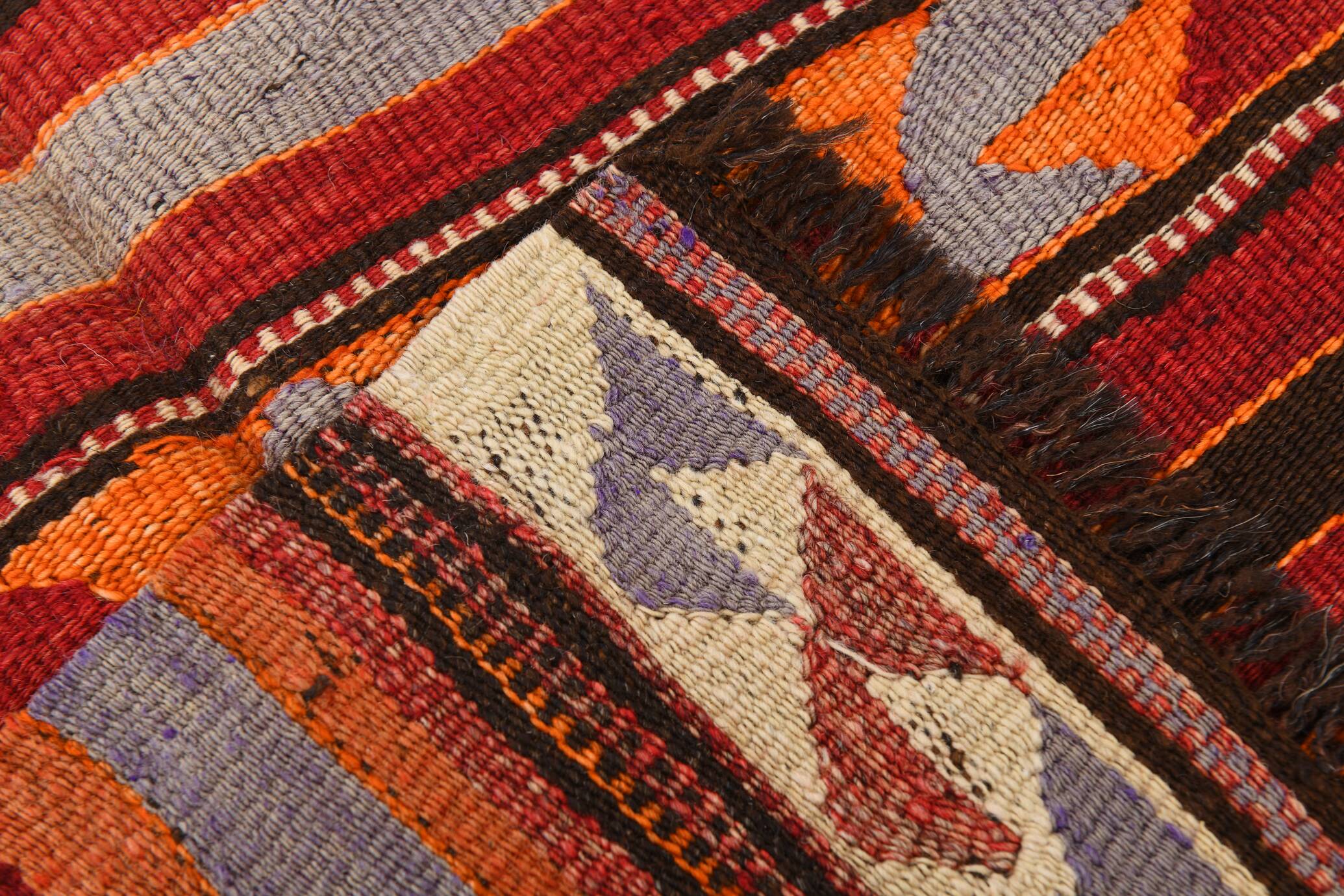 Rugs For Living Room Red & Brown Turkish Kilim Rug, 133x272Cm