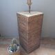 Braided rattan lamp foot, square, vintage 1970