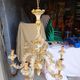 Lustre baroque Italien en bois et stuc doré 109 cm