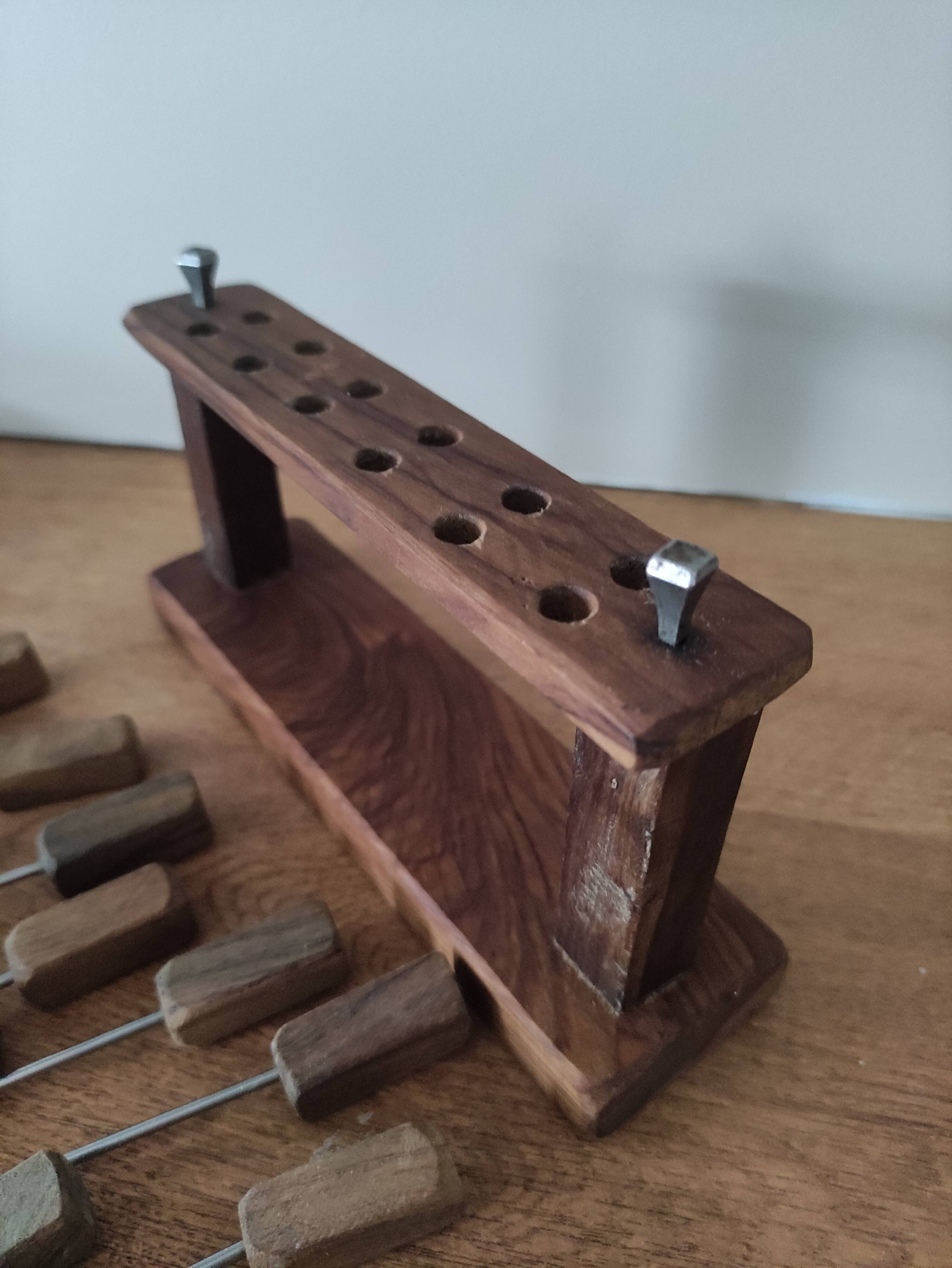 12 snail forks with wooden display