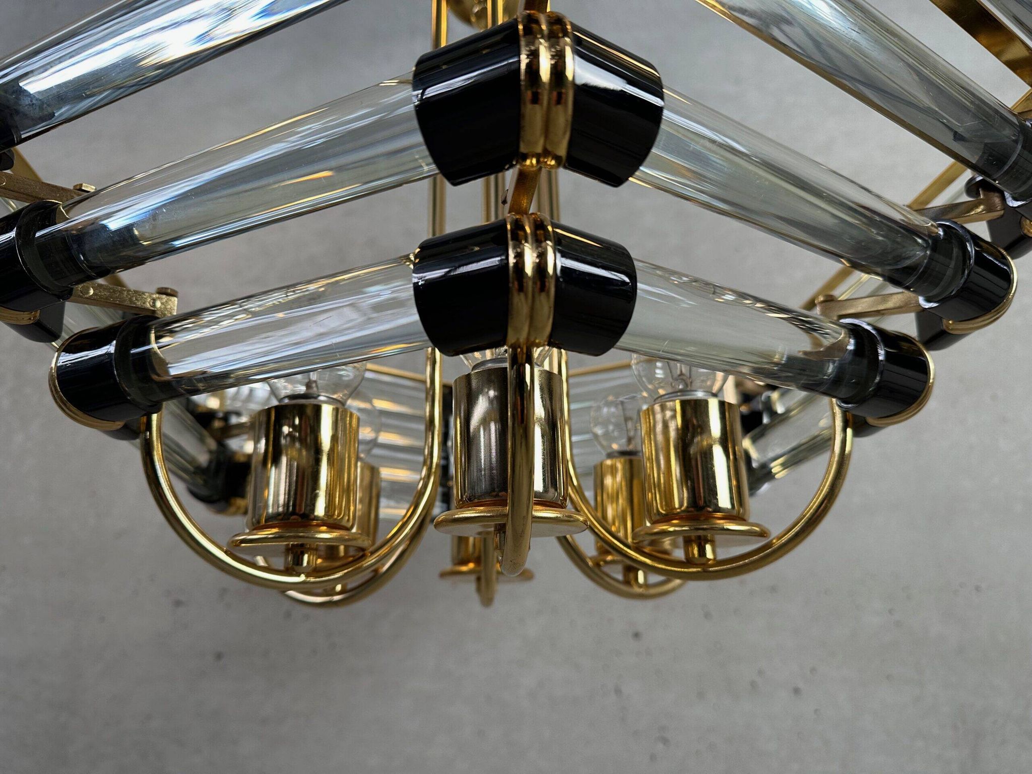 Vintage Bakalowits & Sohne black/gold hexagon chandelier