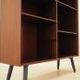 Danish mahogany veneered shelving unit on splayed legs, 1960s