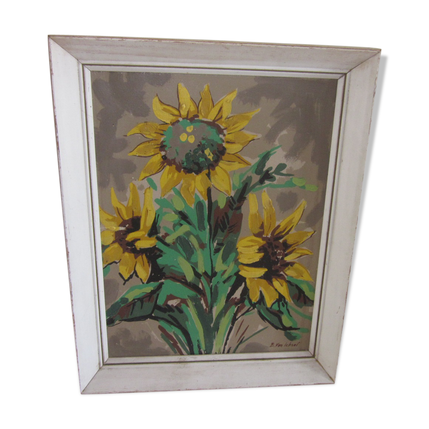 Oil painting on canvas with flowers