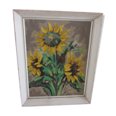 Oil painting on canvas with flowers