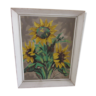 Oil painting on canvas with flowers