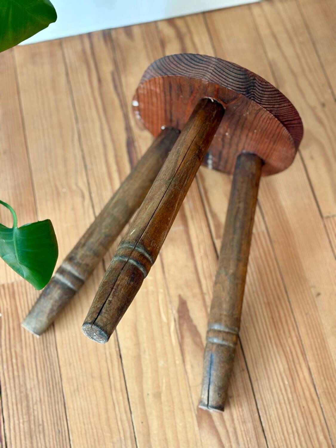Vintage wooden tripod stool