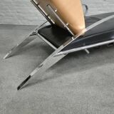 Black leather lounge chair futuro 3 by massimo iosa ghini for moroso - italy 1980's