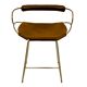 Kitchen Stool with Backrest Brass Steel Natural Tobacco Leather Modern