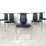 Chaises de salle à manger vintage postmodernes chromées, 1980