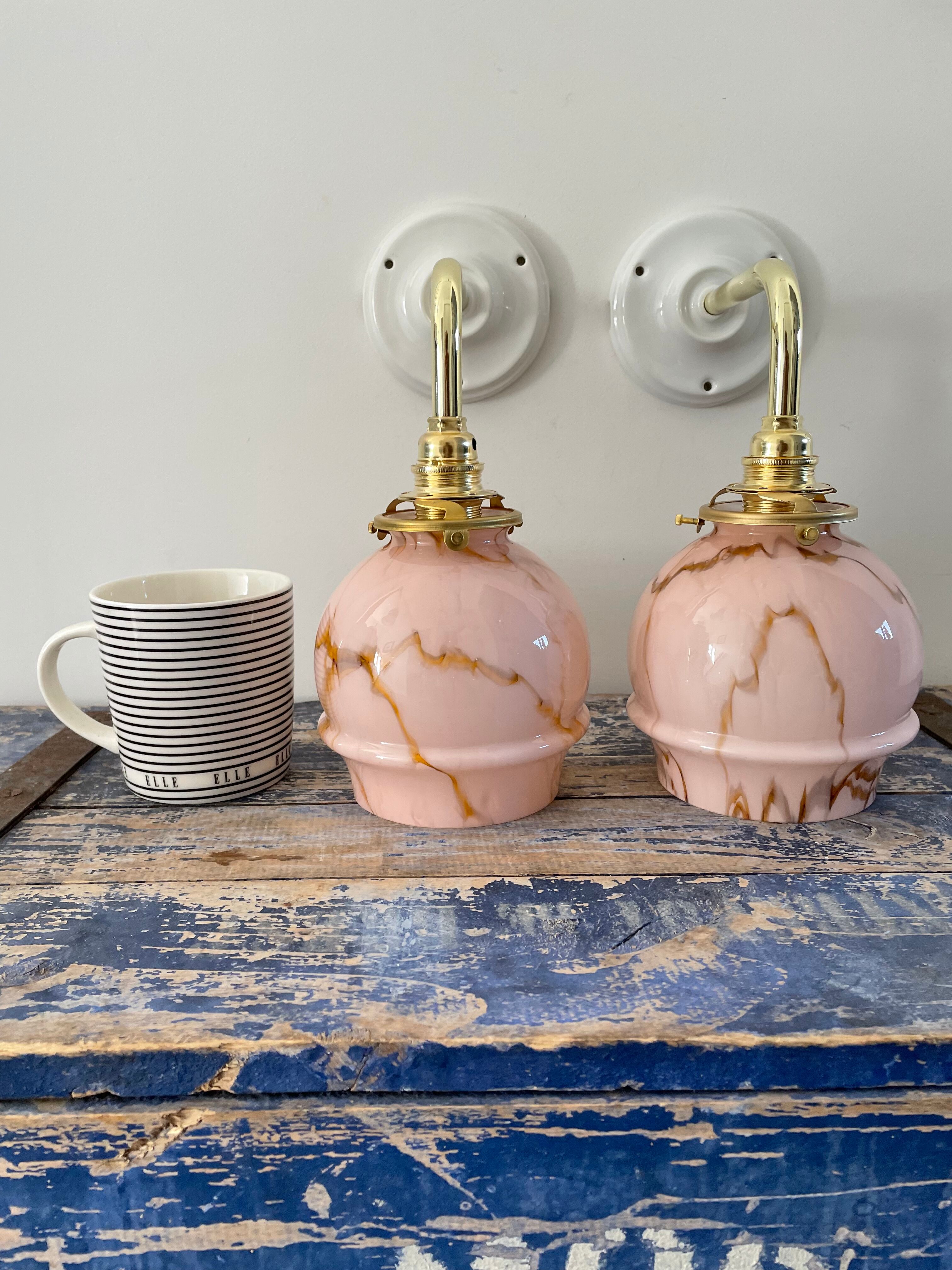 Pair of newly electrified art deco wall lamps