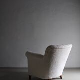 White faux shearling lounge chair | Sweden | 1940s