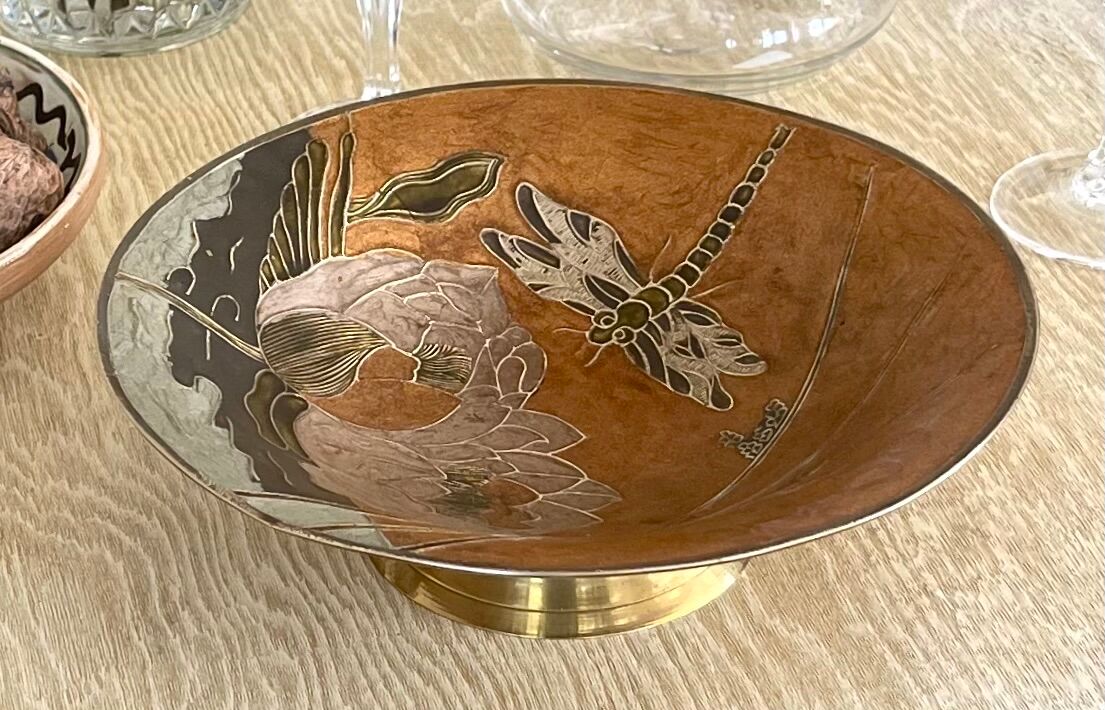 Cloisonné brass cup