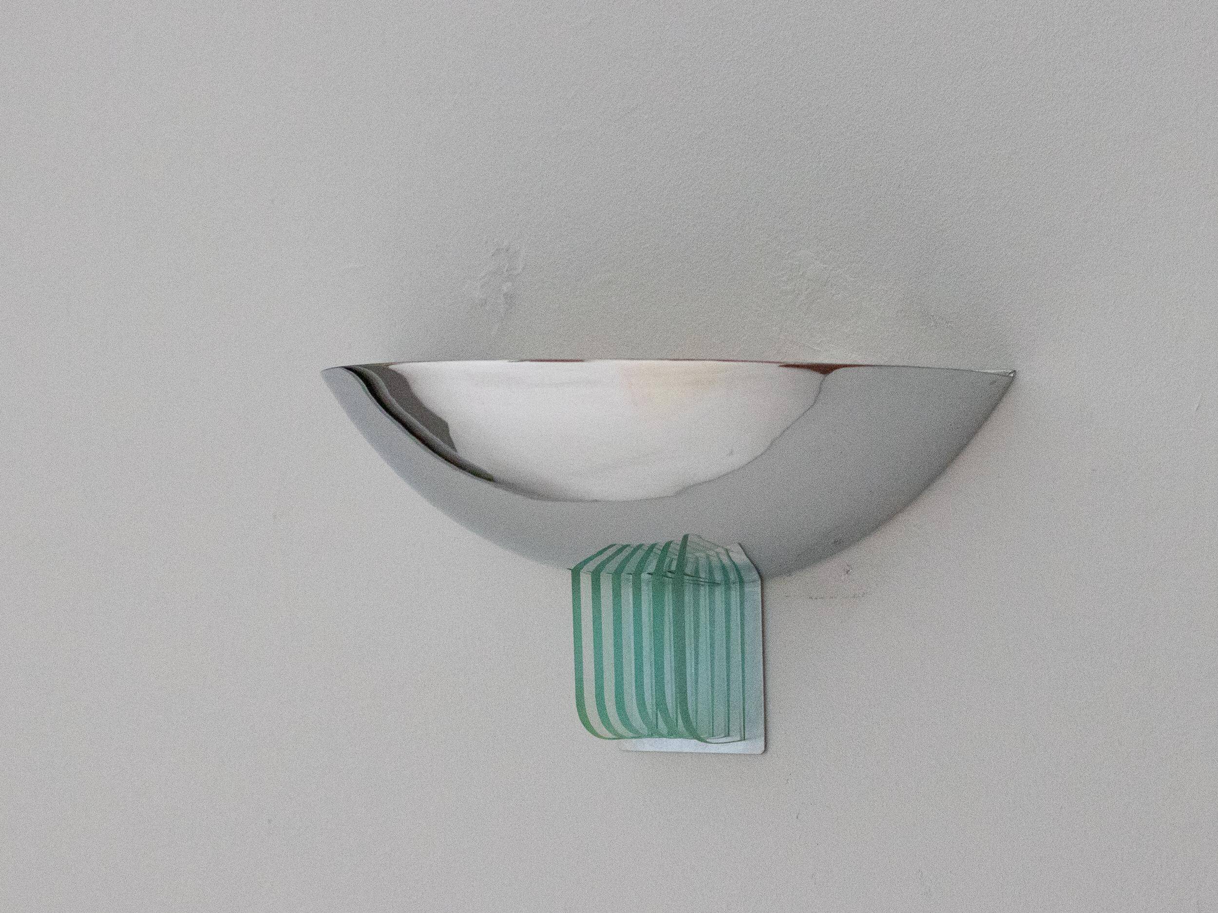 Chrome and crystal wall light, Italy, 1960s