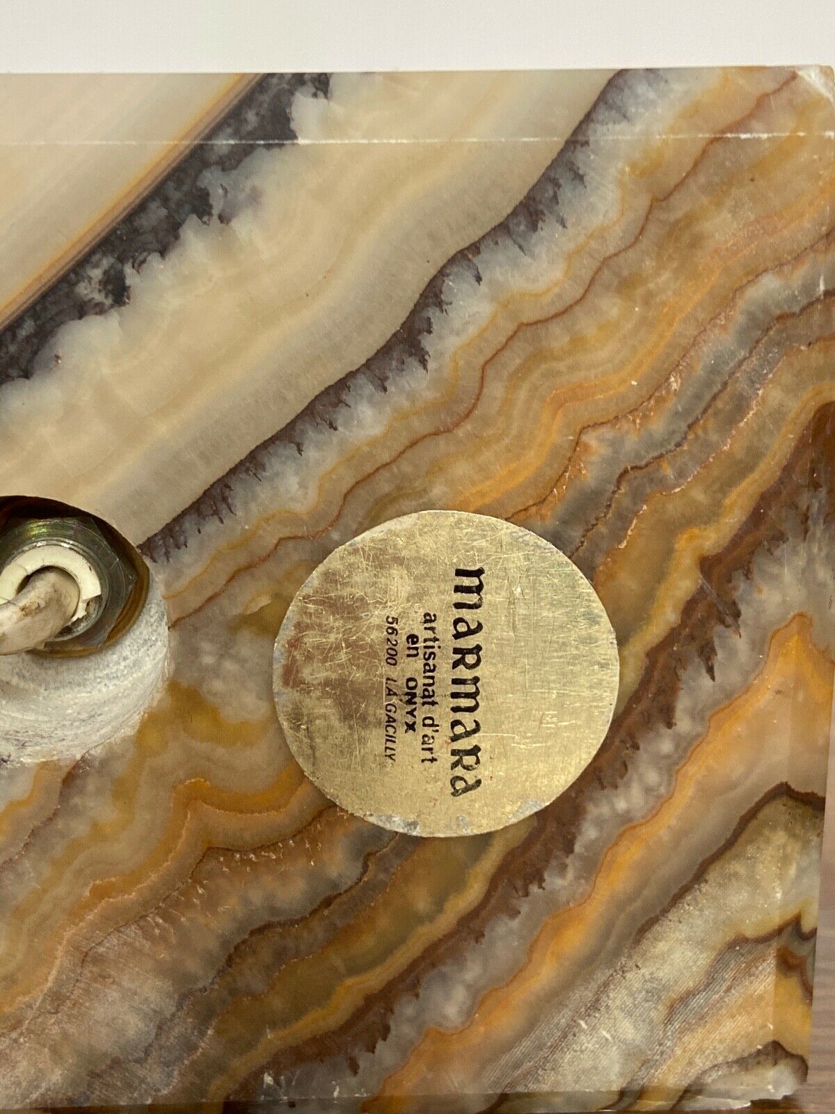LAMP 1970 ON ONYX FOOT DESIGN FRENCH WORK MARMARA