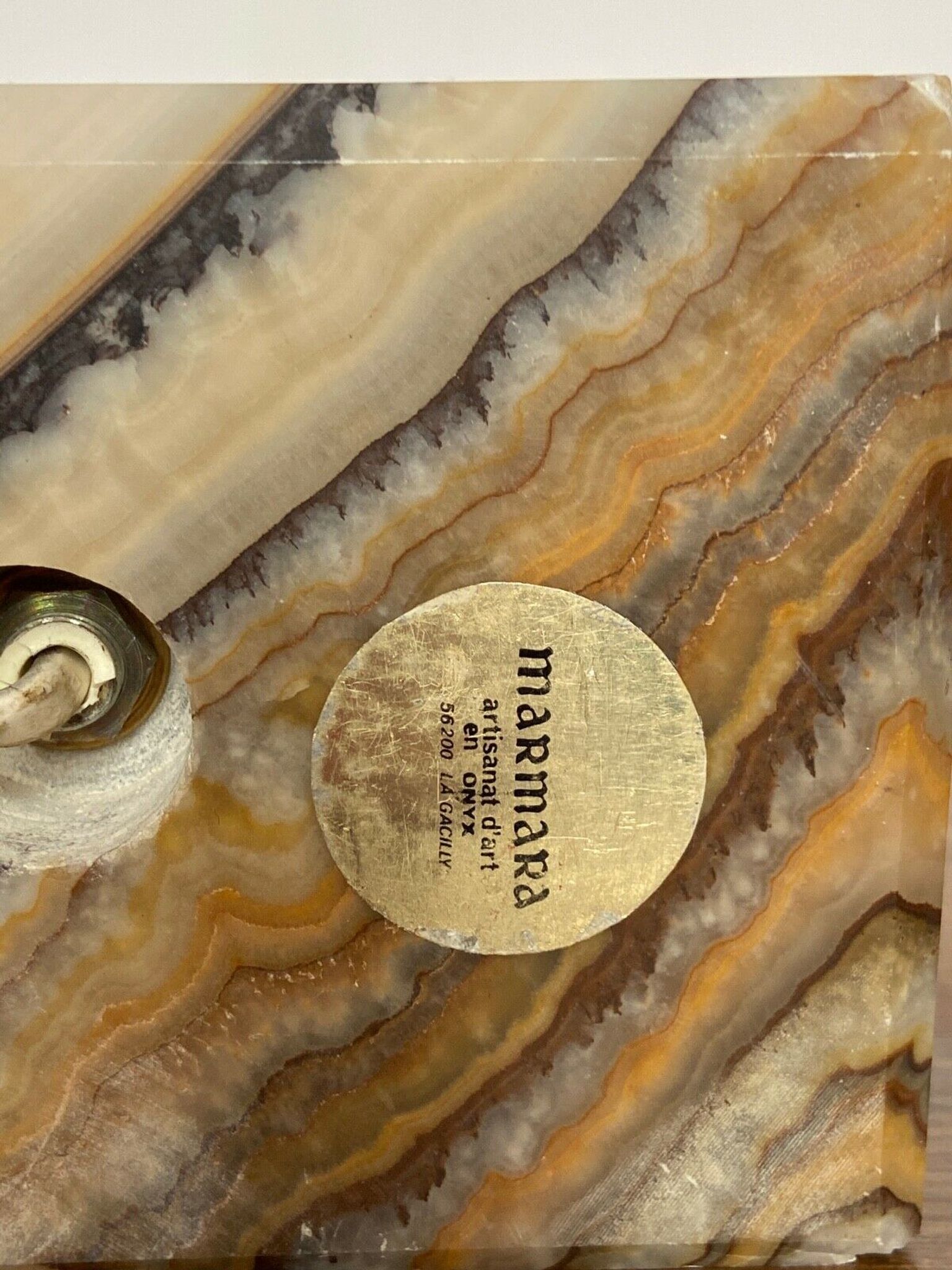 LAMP 1970 ON ONYX FOOT DESIGN FRENCH WORK MARMARA