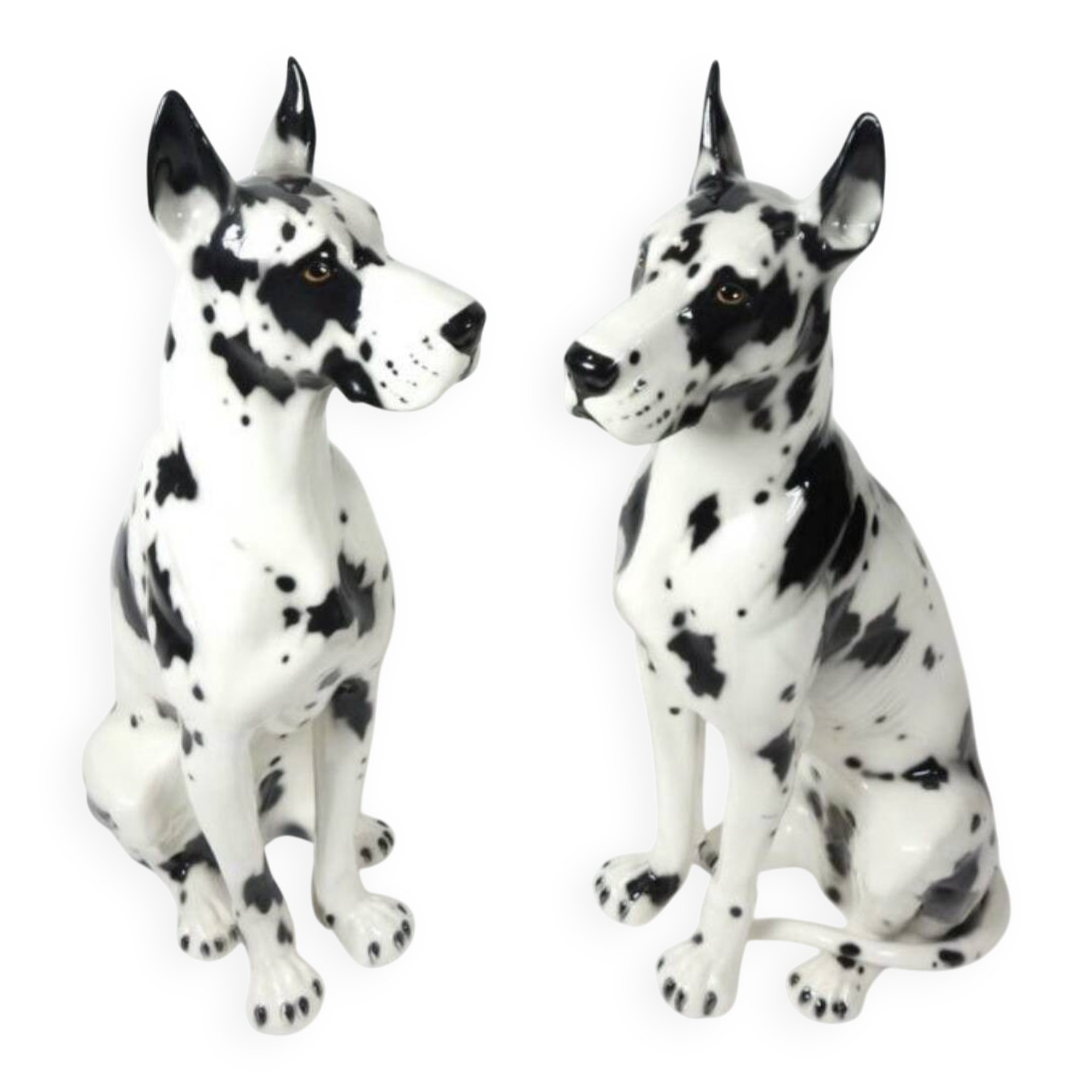 Pair of harlequin Great Danes ceramic Italy 20th century