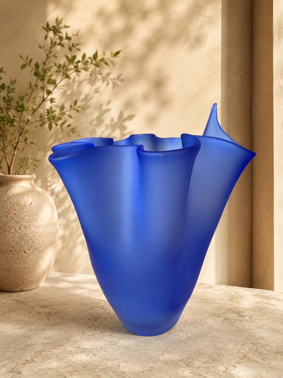 Cobalt blue blown glass vase