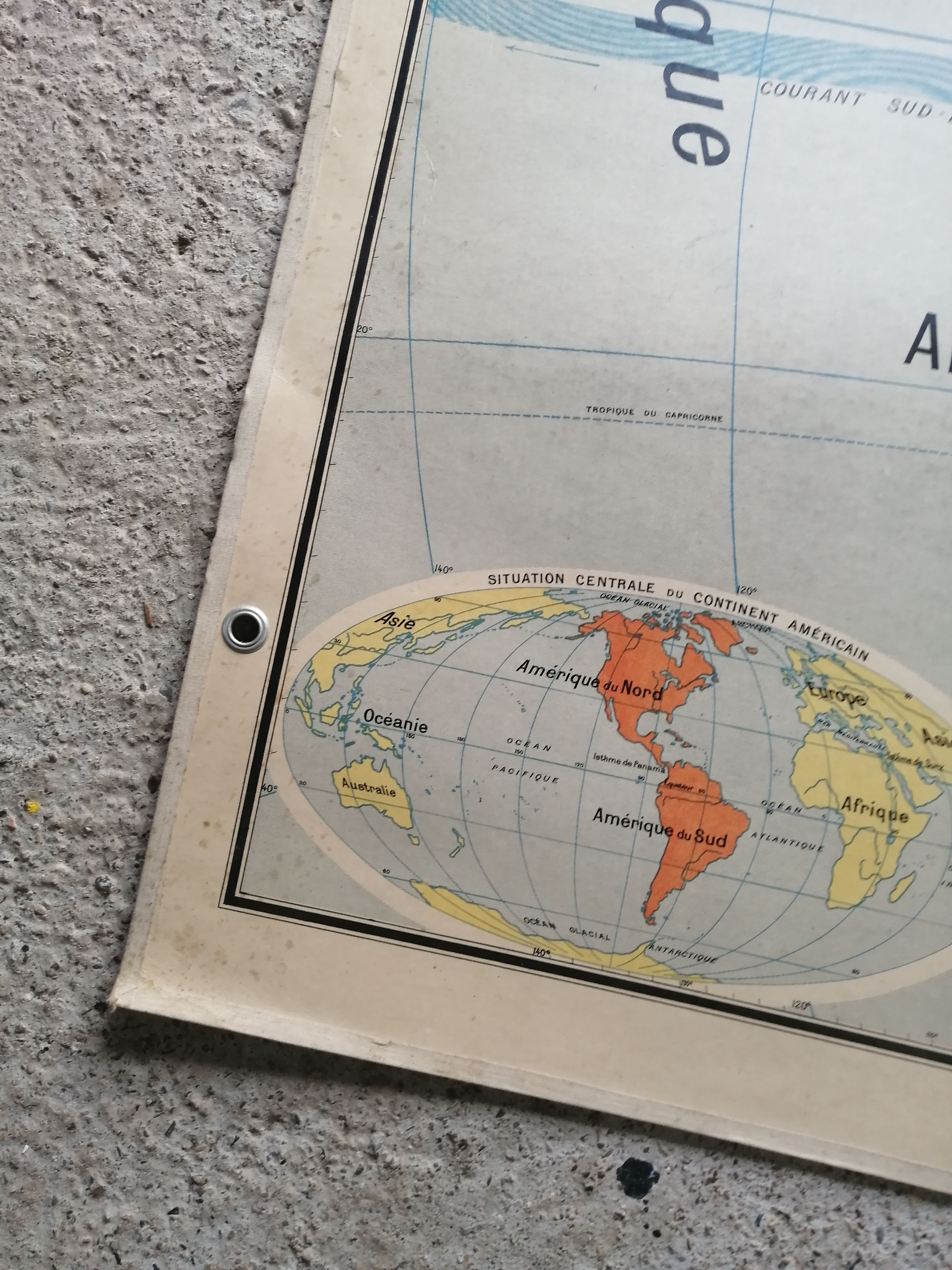 Vintage school map Lablache American Continent - USA