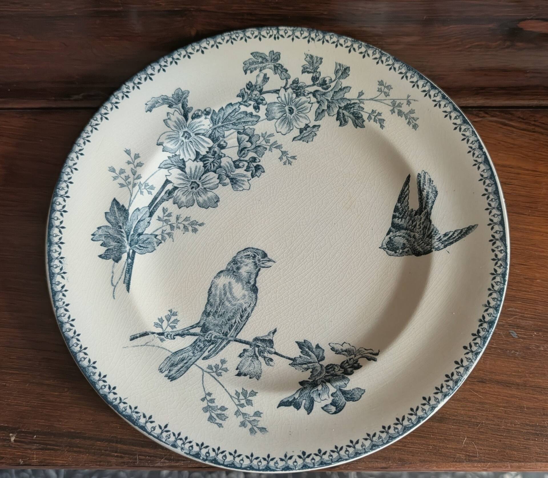 Flat plate Longwy "Mésange" – Terre de Fer, late 19th century