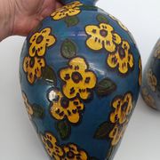 Pair of Large Art Deco Vases Émile Simonod H28cm Glazed Ceramic Blue