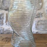 Large wavy pressed glass vase