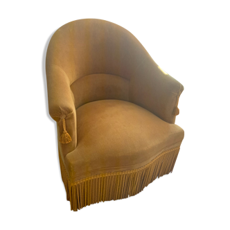 Fauteuil crapaud jaune moutarde