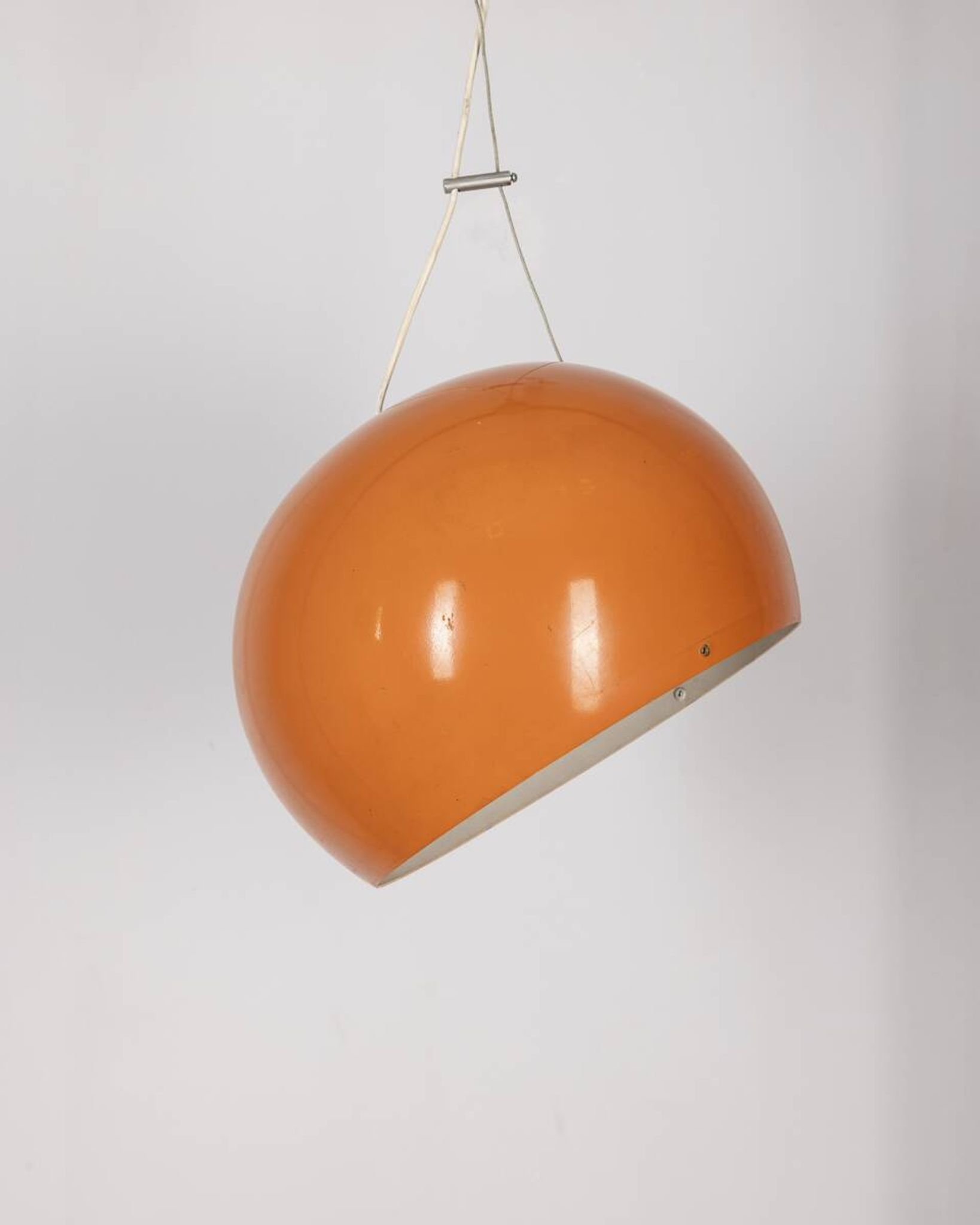 Vintage 70's chandelier in orange metal, italian design