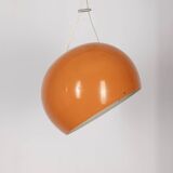 Vintage 70's chandelier in orange metal, italian design