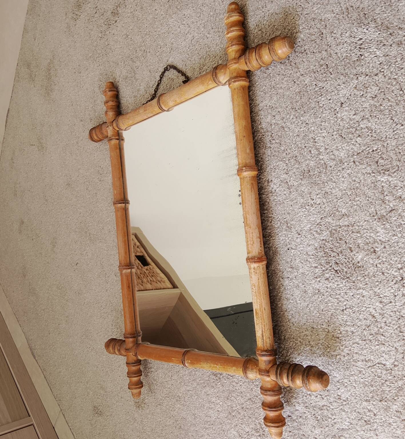 Antique French mirror from the Belle Époque in faux bamboo, 1890/1900.