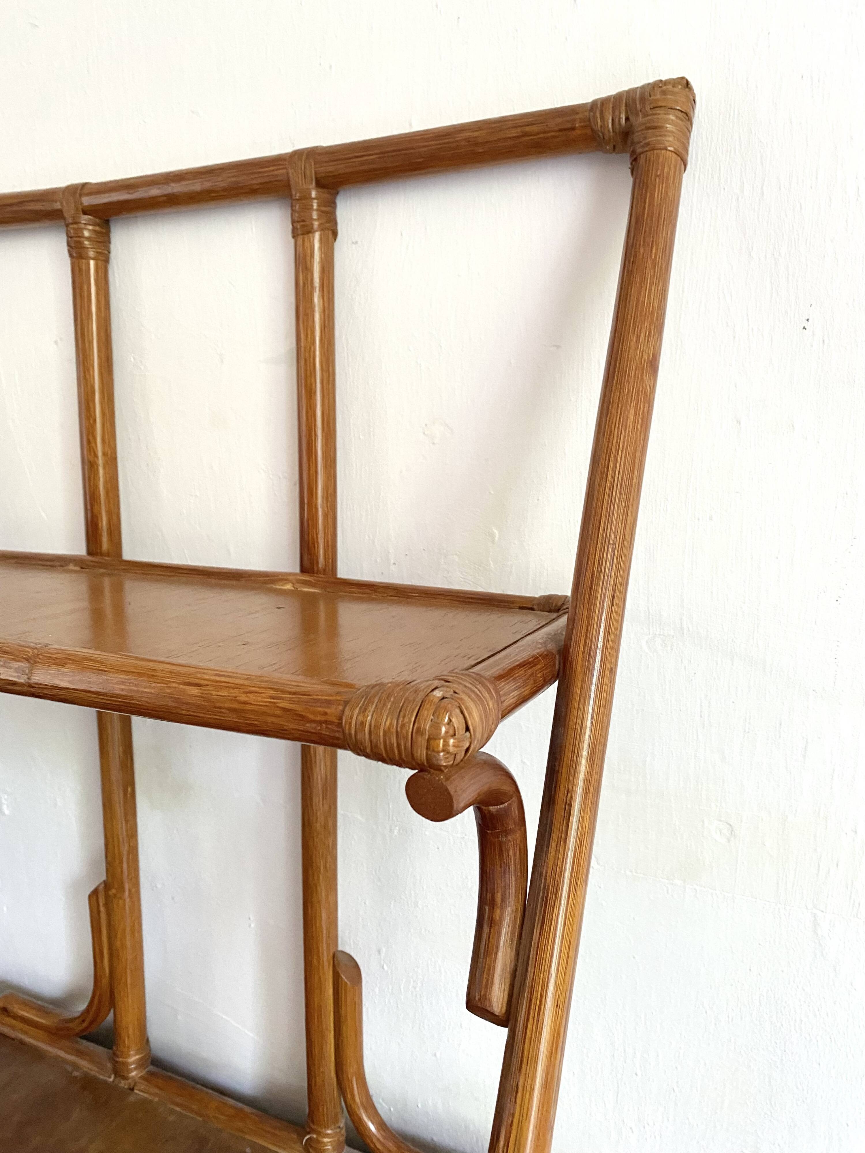 70s rattan wall shelf