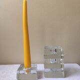 Set of 4 pressed glass ice cube candle holders