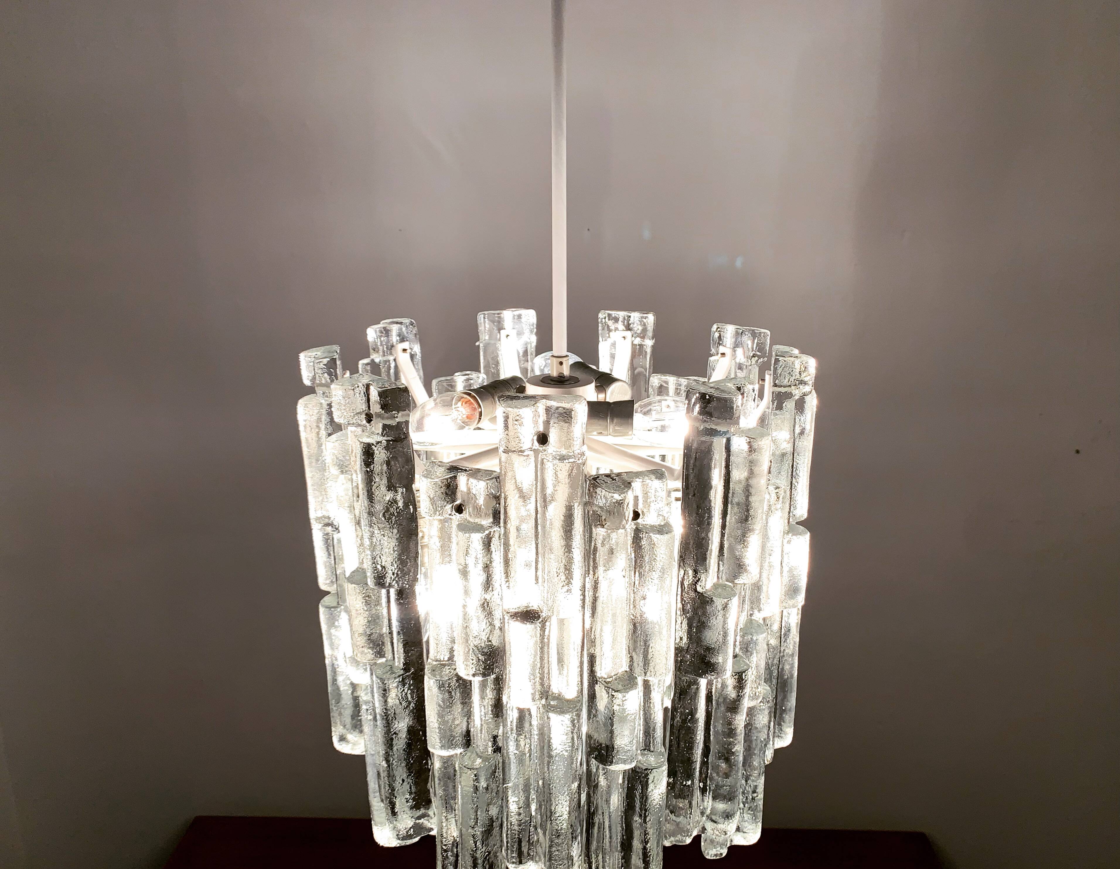 Austrian Ice Glass Chandelier by J.T. Kalmar