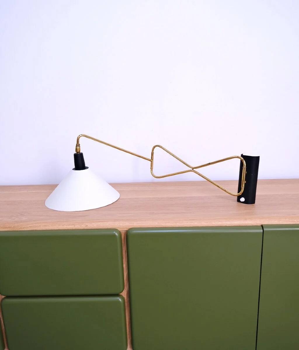 Articulated brass wall light, 1950