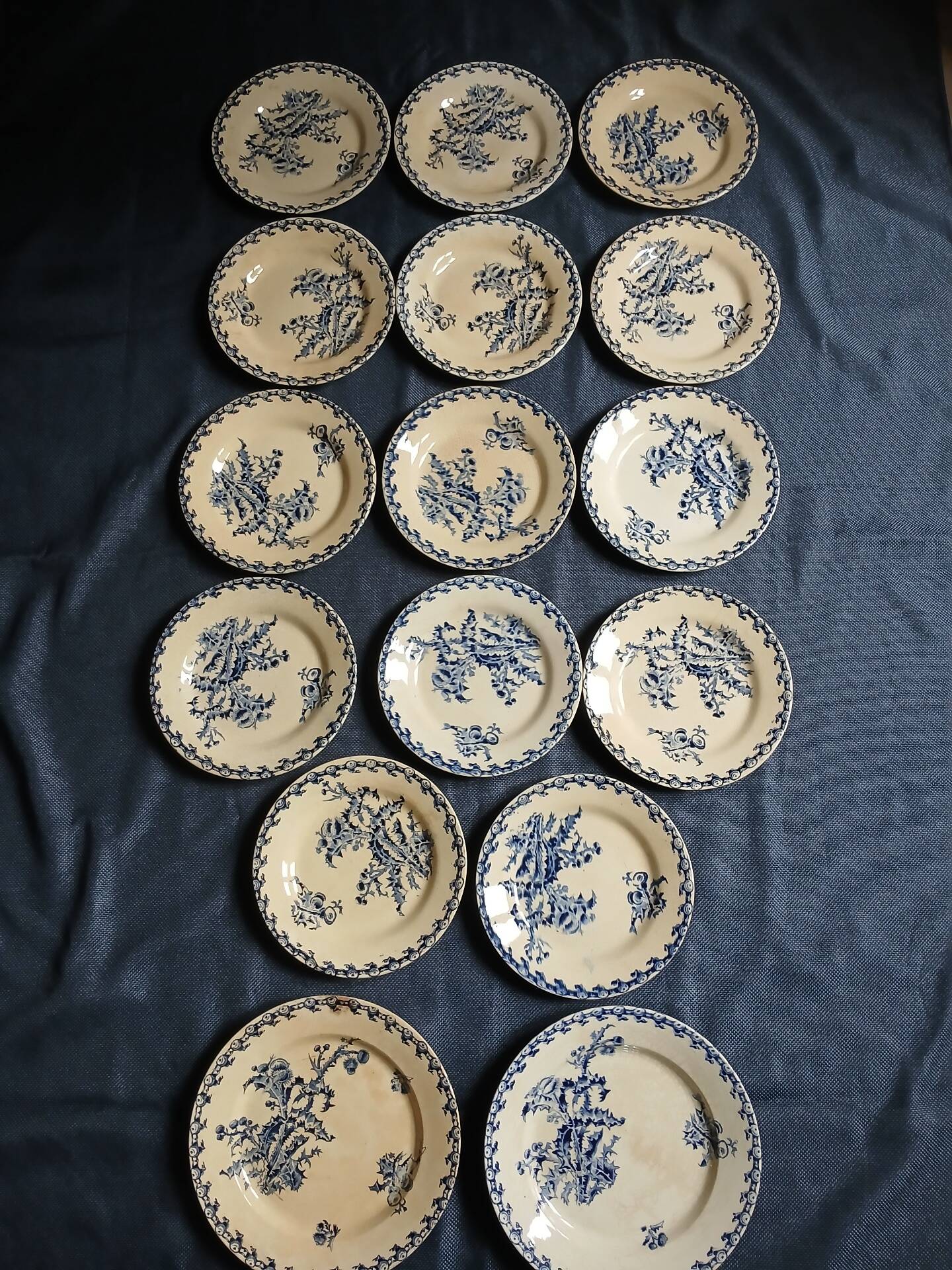 14 dinner plates + 2 "Chardons" dishes from Gien