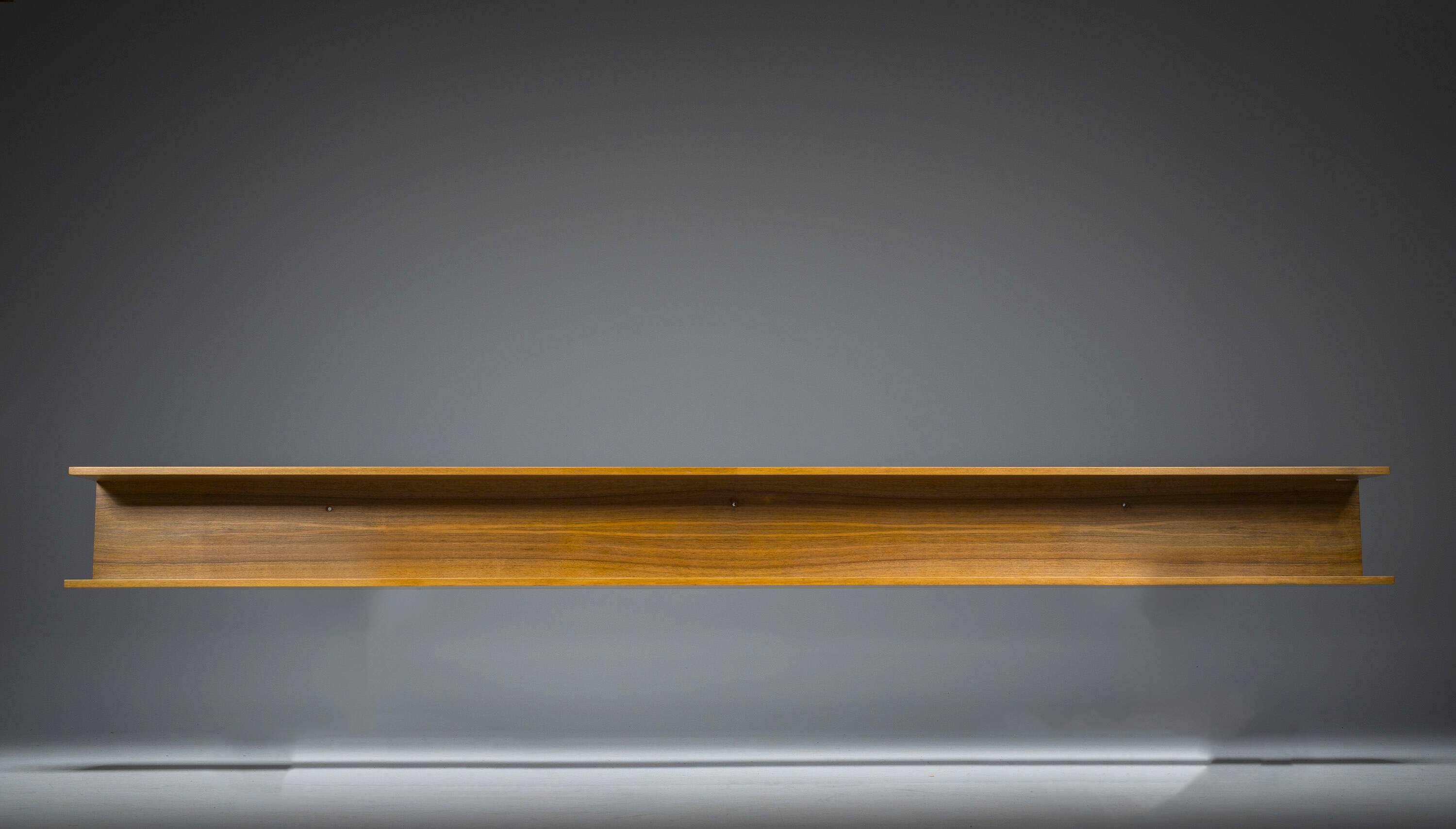 Large Minimalist Teak & Walnut Wall Unit, 1970s