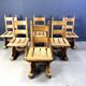 Solid oak brutalist dining chairs, 1960s