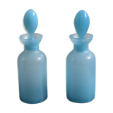 Duo of blue opaline vials